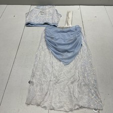 Weissman I Try Dance Costume Set Womens L Powder Blue Sequin Skirt Tank Belt