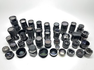 Lot of 38 Assorted Damaged Camera Lenses