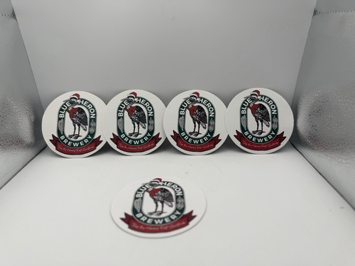 Lot of 5 Blue Heron Brewery Christmas Beer Coasters Twas The Heron’s First