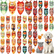 60 Pcs Fall Dog Bandanas Bulk Plaid Thanksgiving Dog Scarf Bibs Puppy Bandana...