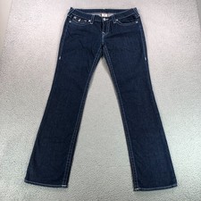 VTG True Religion Jeans Women 3o Blue Billy Bootcut Bejeweled Flap Y2K USA Made