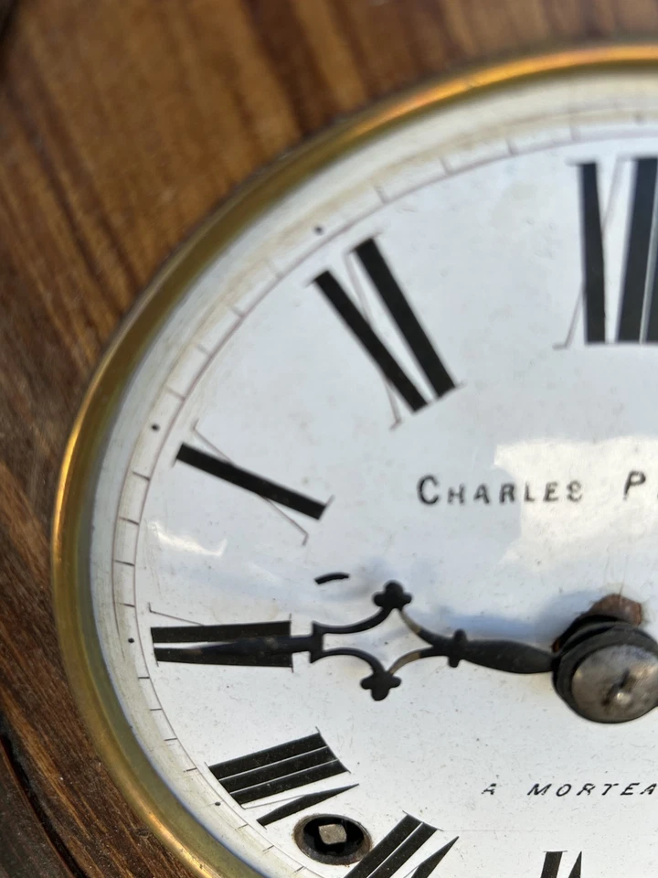 Pendule Oeil de Boeuf Ancienne Horloge Mural Morteau Charles PIERRE Doubs - Photo 3/4