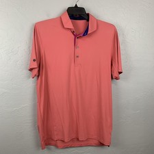 Greyson Polo Shirt Mens Large Pink Golf Performance Stretch Wolf Logo Nylon
