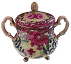 Nippon Double Handled Lidded Sugar Bowl Roses Gold Beading Hand Painted Antique — photo 1