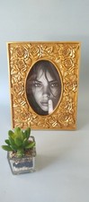 Frame Vintage Flower Rose Color Gold 8.5" X 7" Decorative Any Room Good Cond.