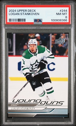 2024-25 Upper Deck Logan Stankoven #244 Young Guns Rookie PSA 8 - Imagen 1 de 2