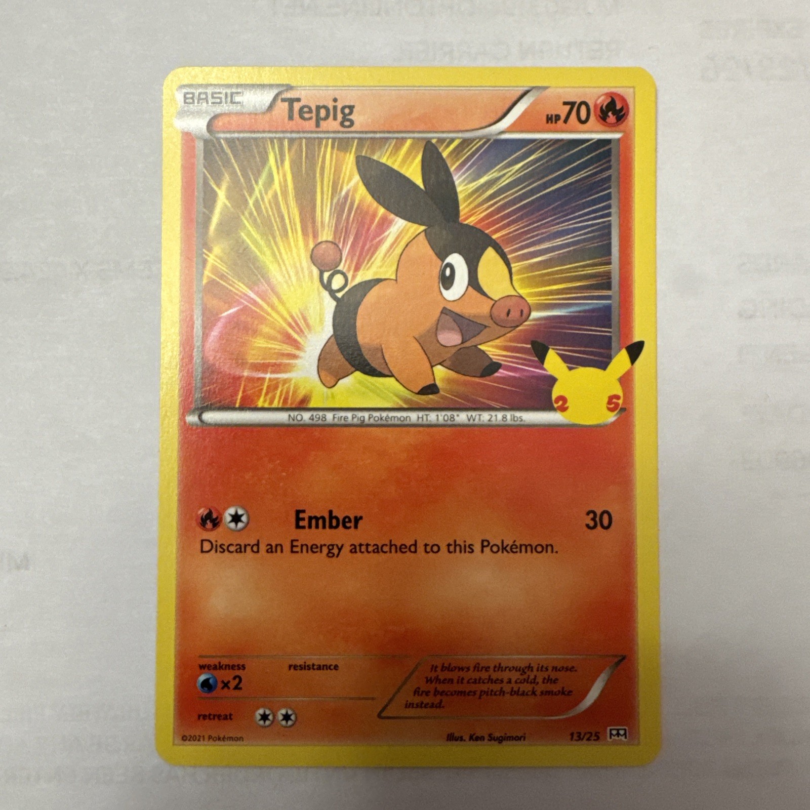 Tepig 13/25 McDonald's 25th Anniversary Stamped Promo 2021 Pokemon NM