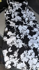 Chaps Black White Floral Sleeveless A-Line Dress Size 14 Knee Length Pockets