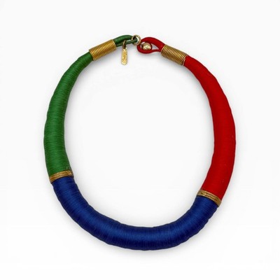 Vintage YSL Yves Saint Laurent Rope Choker Necklace Silk Cord France 1970s