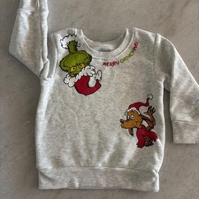 Kids Grinch Merry Christmas Sweatshirt Light Gray 18M Dr Seuss