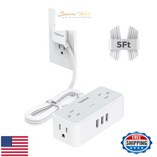 TESSAN Ultra Thin Flat Extension Cord, Surge Protector Power Strip 4 AC Outlets