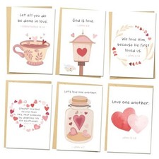 24 Bible Valentines Day Cards with Envelopes, Valentines Scripture bible love