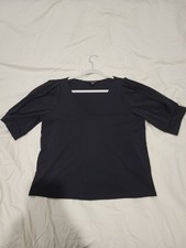 Womens Banana Republic V Neck Top Size Small Black Solid Womens