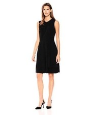 Tahari by Arthur S. Levine Pinstripe Black SL Fit & Flare Dress 8 RGG10673 Women