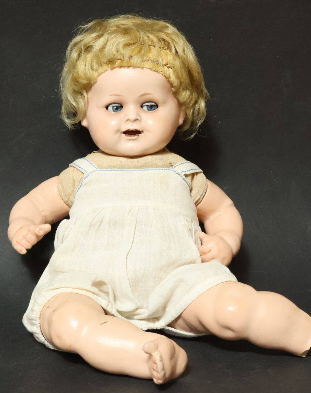 Alte Masse Puppe Schelmaugen Baby 33cm Puppen Babypuppe Massepuppe Pappmaschee