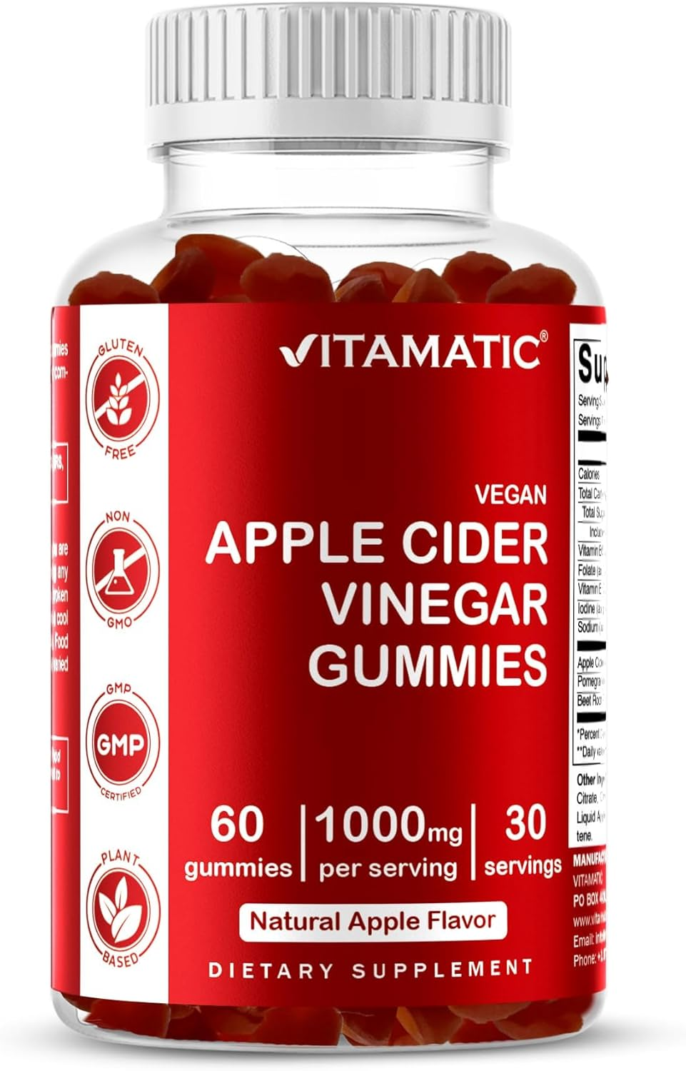 Apple Cider Vinegar Gummies - 1000Mg per Serving - 60 Vegan Gummies - ACV Gummie