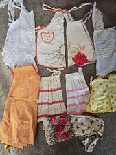 Lot of 9 vintage organza half Full Embroidered Child aprons 50s 60 Handmade