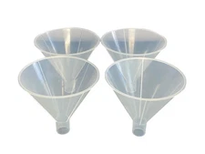 Used (4) VWR 147mm Polypropylene Powder Funnels Short Stem 414004-272