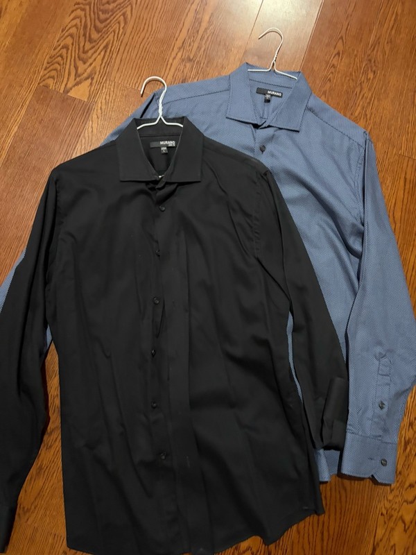 Murano Men’s (Lot 2) Slim Long Sleeve  Shirts Size Large Black & Blue