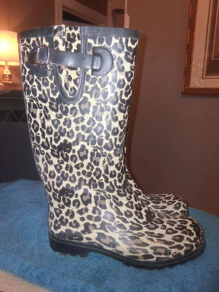 Botas de Lluvia Nomad Mujer Charcos Talla 8 Goma, Impermeables, Estampado Leopardo Foto 2 de 4