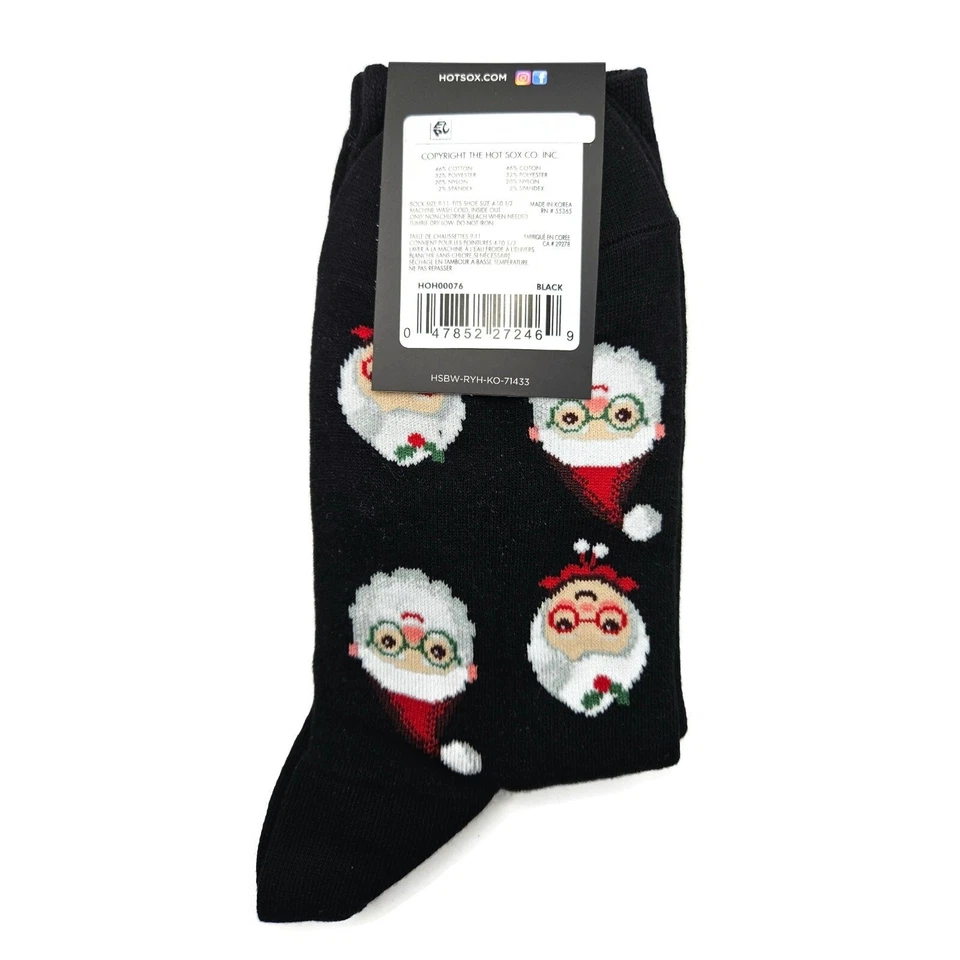 Hot Sox Mujeres Negro Navidad Calcetines Sra. Claus Santa Claus Medias Rellenos Foto 3 de 4