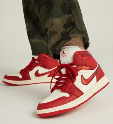 Nike Air Jordan 1 Mid SE Red Cracked Leather HJ9337-106 Womens Sizes New