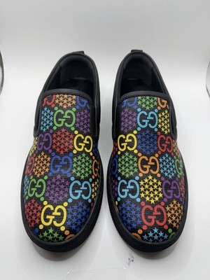 GUCCI PSYCHEDELIC SUPREME SLIP ONS SNEAKERS GG MONOGRAM G 7 US 7.5