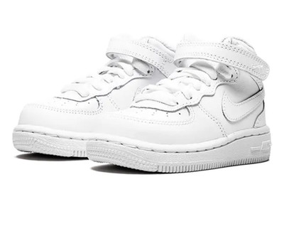 Nike Force 1 Pre-School Sneakers PS Size 12C - White Kids Leather Casual Shoes