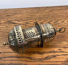 ANTIQUE 19TH C NW INDIAN FINLEY DECORATED BRASS SUSPENDED LANTERN