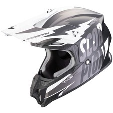 Scorpion VX-16 Evo Air Slanter Nero Opaco/Argento Casco Cross Casco Enduro Moto