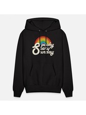  Spooky Sunday Hoodie Black Rainbow Print Mens Hoodie Casual Long Sleeve Sweat