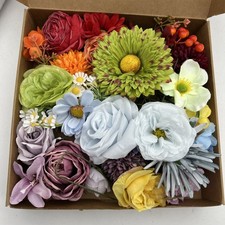 Assorted Silk Flowers Artificial Combo Box Set Colorful Flowers with Stems DIY