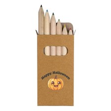 6 x 'Happy Halloween Cute Pumpkin' Short Colour Pencils PE00069464 