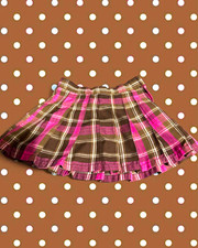 Place Girls Plaid Pleated Skirt Size 5 Pink Brown Cotton Pull On Short