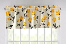 DaDa Bedding Semi Sheer Sunshine Yellow Fleur Window Curtain Valance - 18" x 52"