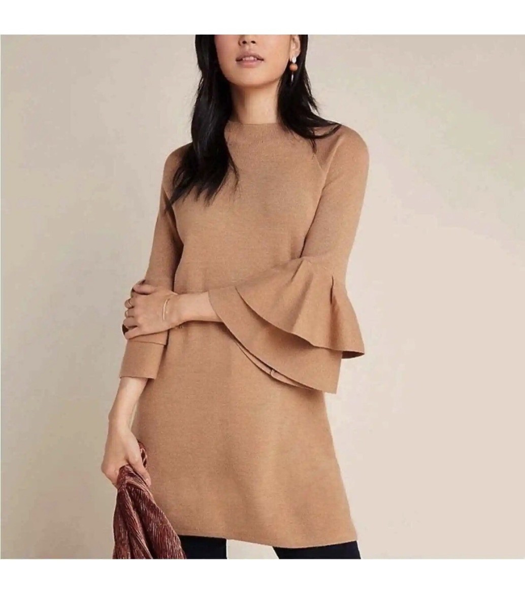 Anthropologie Claudette Tan Metallic Thread Bell Sleeve Sweater Dress XSmall | eBay Anthropologie Claudette Tan Metallic Thread Bell Sleeve Sweater Dress XSmall | eBay