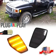 For 05/06-10 Hummer H3/09-10 H3T Smoked Full LED Amber Front Side Marker Lights