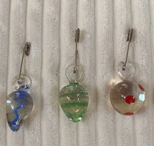 Vintage Murano style Art Glass Pendants Lot of 3 GLASS PENDANTS red blue green