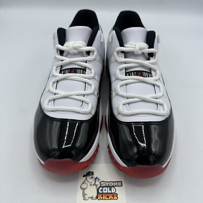 Nike Air Jordan 11 Retro Low Concord-Bred Patent White Red Size
