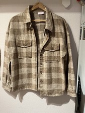 Women’s Pink Lily Cream/tan Plaid Thick & Warm Fall Shaket Jacket Size Large