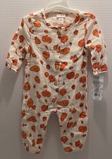 Cat Jack 3-6M Baby Long Sleeve Cream - Pumpkins, Acorns, Leaves, Fall - New