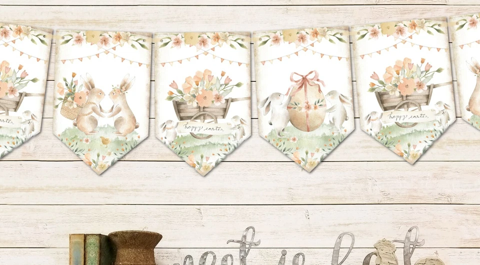 Весна цветочный Пасхальный заяц овсянка баннер украшение - Изображение 3 из 4