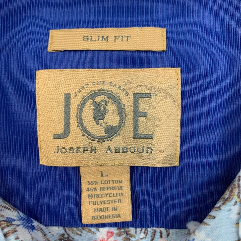 Camisa Joseph Abboud Para Hombres L Grande Calce Ajustado Cuello Extendido Floral Mezcla de Algodón Foto 4 de 4