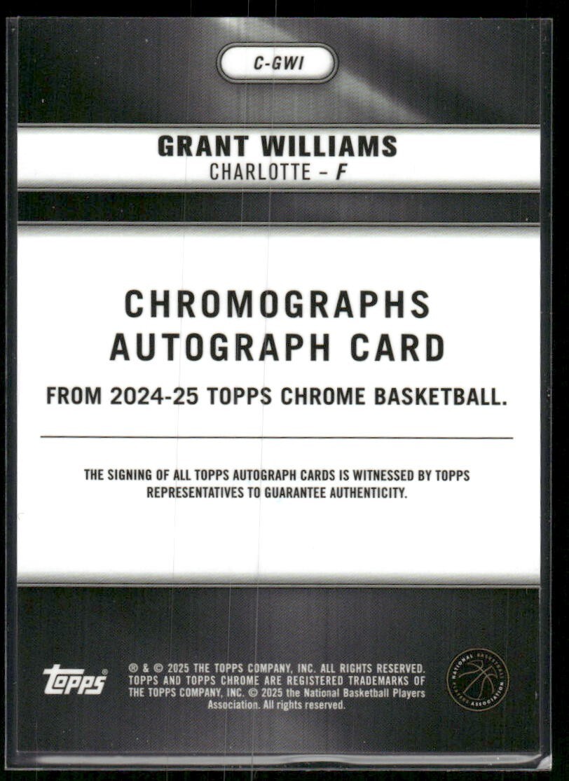 2024/25 Topps Chrome CHROMOGRAPHS Grant Williams C-GWI AUTO | eBay