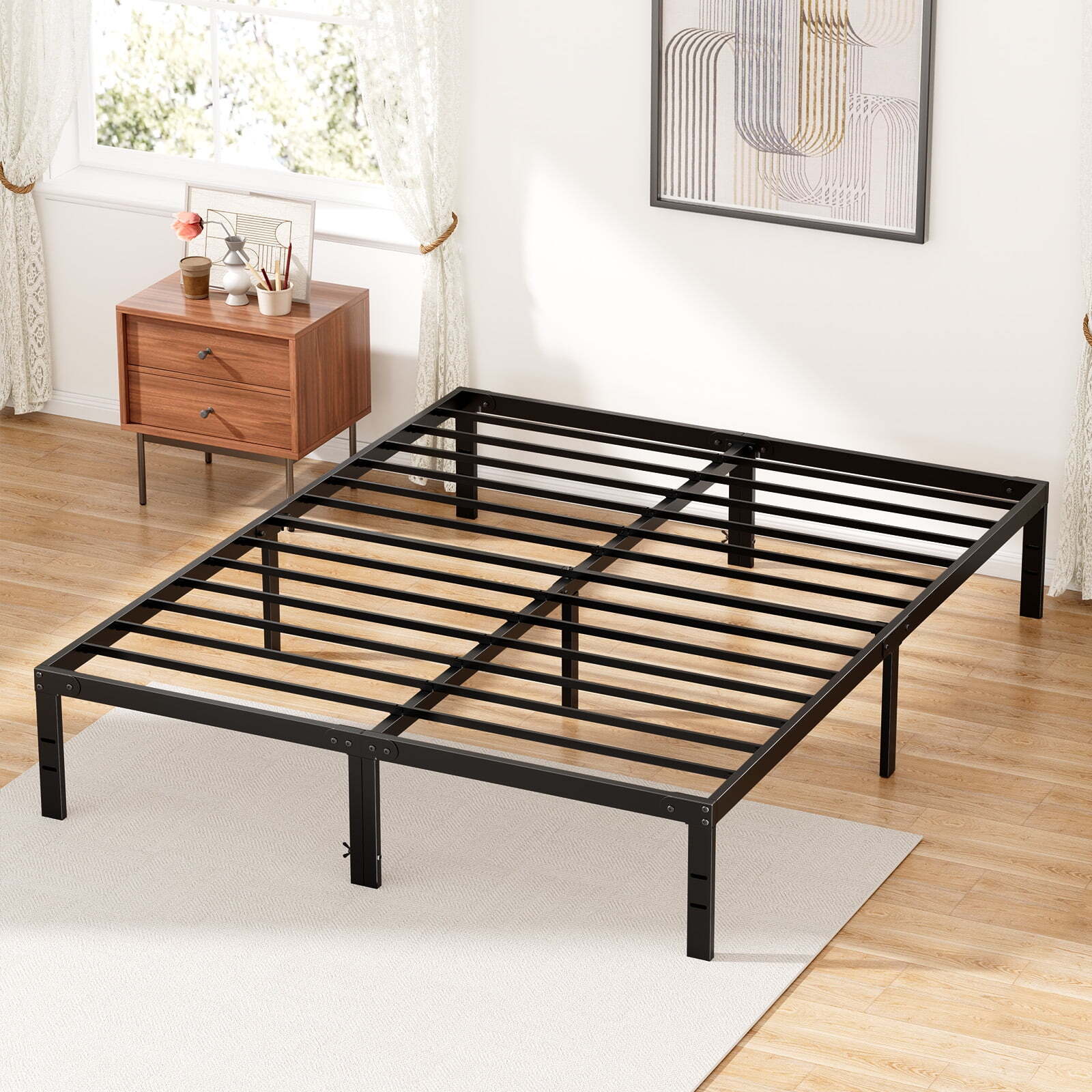 Heavy Duty Metal Platform Bed Frame with Underbed Storage Space-image