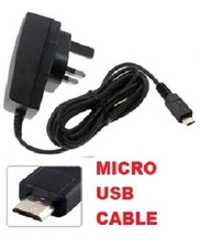 Image of Fits Alcatel UC13UK A Mains Wall Charger Adapter Plug & Micro Data Cable BK