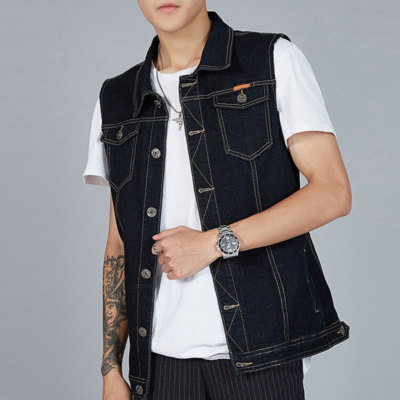 Mens Casual Waistcoat Denim Vest Jean Jacket Sleeveless Vintage