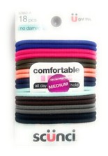 SCUNCI Hair Elastics No Damage, U Got This, Assorted Colors - 18 Pieces