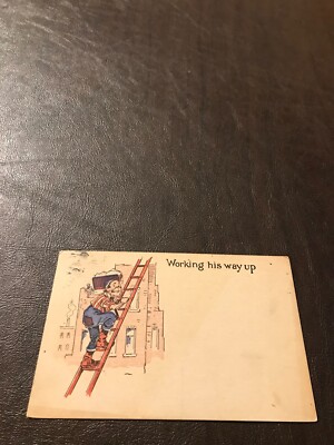 HUMOR - POSTED POSTCARD - WORKING HIS WAY UP.....SLOT 139