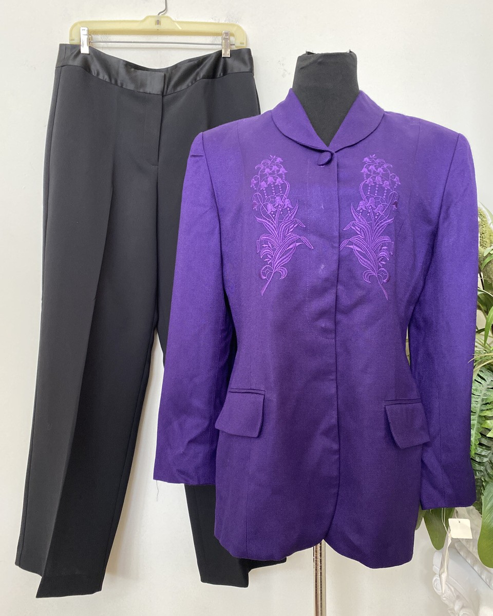 NWT Jones New York/Talbots Mismatched Women's Violet Black Pant Suit Sz 12,  $240